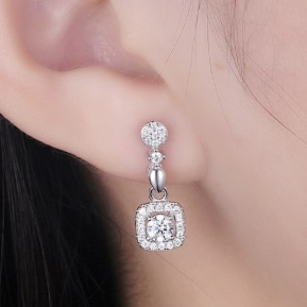 Elegant CZ Sterling Silver Earrings